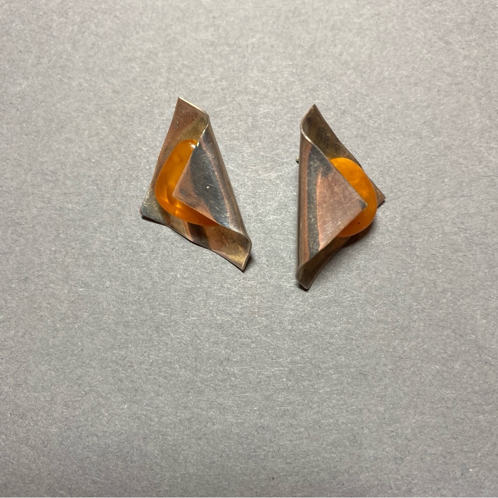 Vintage artisan sterling silver gemstone earrings
